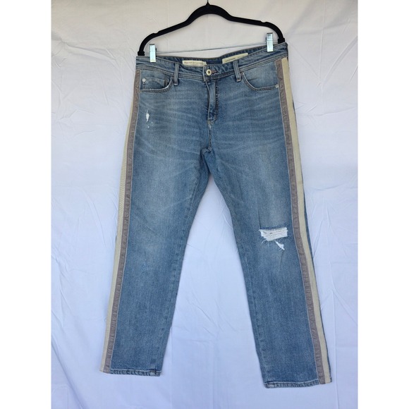Pilcro and the Letterpress Denim - Pilcro and the Letterpress Slim Boyfriend Jeans Side Stripe Distressed 30 Stripe